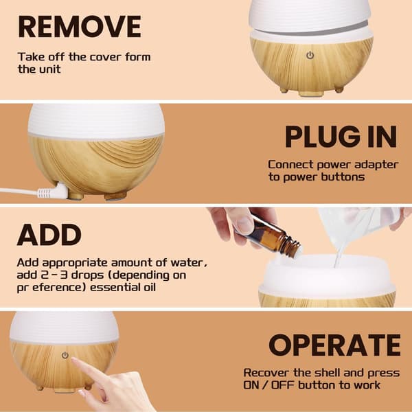 Eterisk Oljediffuser, 160ML Aromadiffuser, Diffuser med Automatisk Avstängning för Vardagsrum, Sovrum, Yoga, Massage