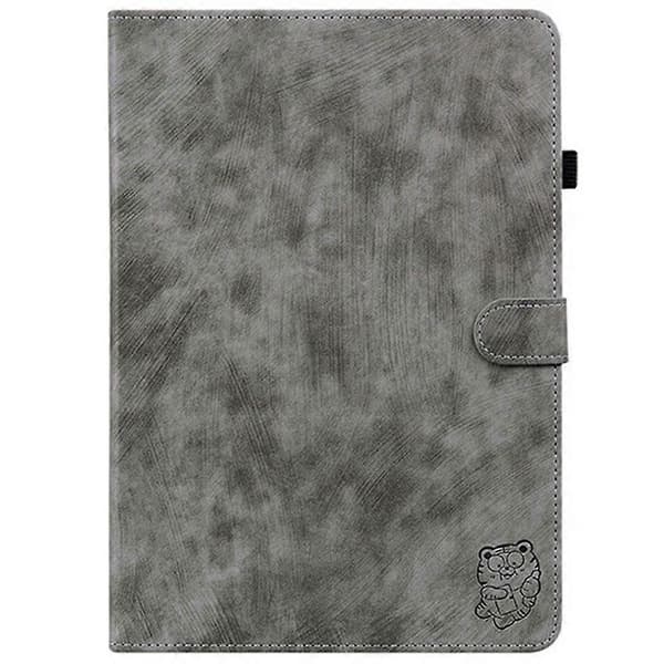 Fodral för TECNO Megapad 11 Tiger Tryck Anti-Rep PU Läder Tablet Skydd - Grå