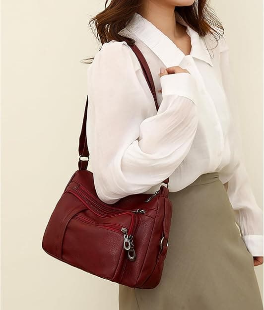 Damhandväskor Axelväskor Mjuk PU-läder Crossbody-väska, Röd Red
