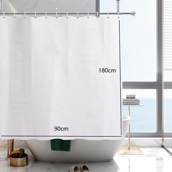 Våffel Duschdraperi Tvättbart Vattentätt Mögelresistent med Hängögla 180x90cm Lämpligt för Dusch