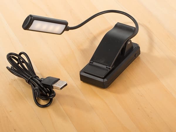 Boklampe LED - USB oppladbar klemmelampe 9 dioder