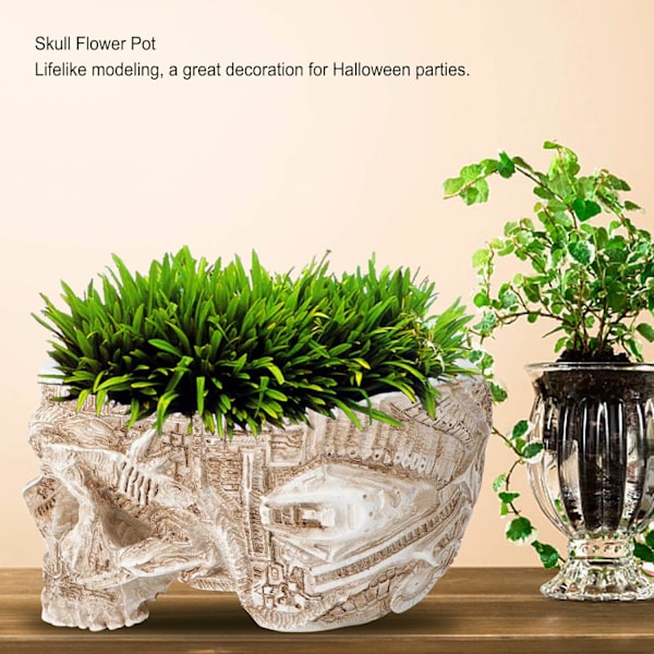 Hodeskalleformet blomsterpotte, kunstig harpiks hodeskallebeholder design