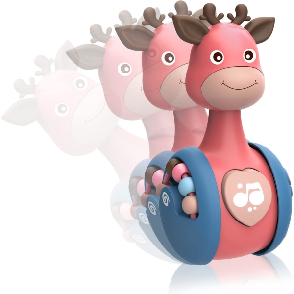 Baby leksaker, bedårande giraff mage tid leksaker för nyfödda 3-12 månader baby pojkar och flickor jul födelsedagspresent strumpa stuffer (rosa)