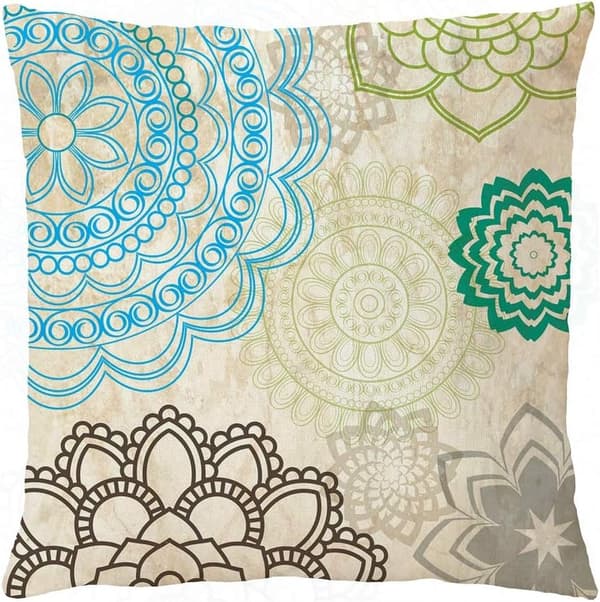 Dekorative Pyntepudebetræk Mandala Pudebetræk Grøn Blå Pyntepudebetræk 45 x 45 cm Blød Polyester Firkantet Sæt med 4