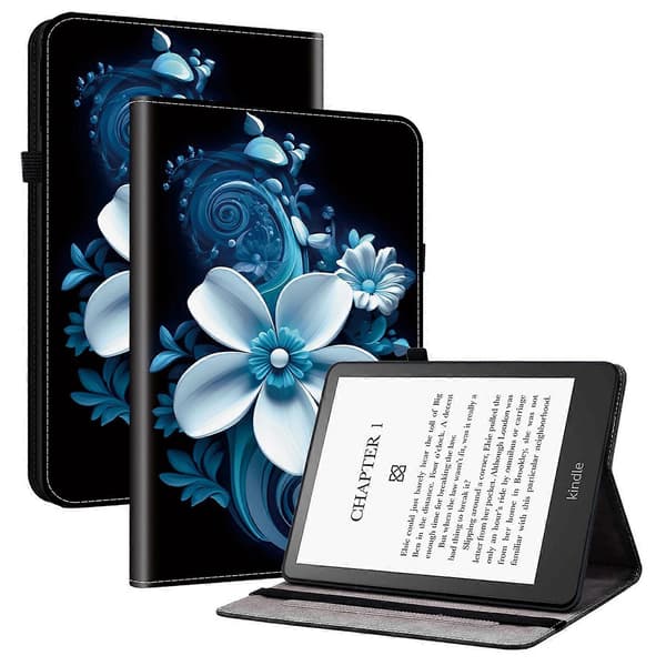 Läderfodral med mönster och kortfack för Amazon Kindle Paperwhite (2024)
