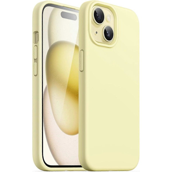Silikone Etui til iPhone 15 6,1-tommer, Silkeblødt Touch Fuld Beskyttende Telefon Etui, Stødsikkert Cover (Gul)