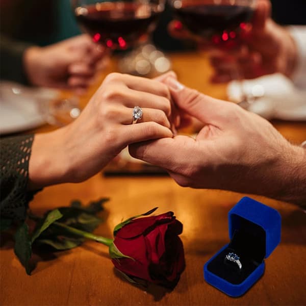 Fløyel ringboks Forlovelsesringbokser for smykker Bryllupsringboks Bryllupsdagsgaver Øredobber Gaveesker (Blå) Blue