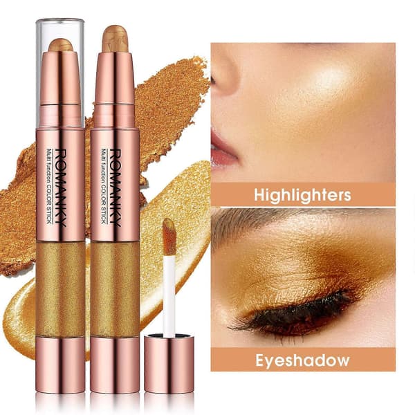 ROMANKY Multi-Purpose Highlighter Øjenskygge Stick Sæt Flydende Øjenskygge Stick Ansigtskonturering 6,5g+1,8ml