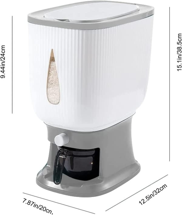 10 kg automatisk risdispenser med skyllekop risdispenser risopbevaring risspand husholdningsrisboks-B