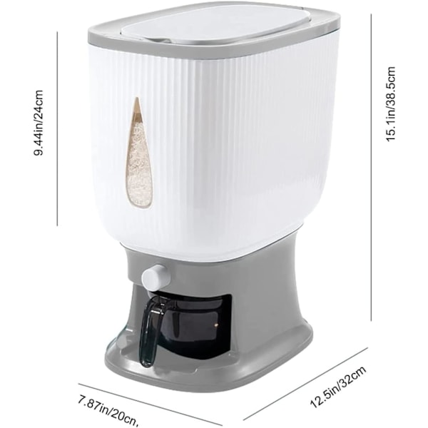 10 kg automatisk risdispenser med skyllekrus, risdispenser, risoppbevaring, risbøtte, husholdningsrisboks-B