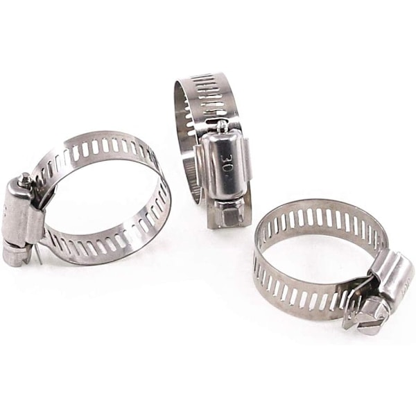 Slangeklemme Klemmer 21-38mm Justerbar 304 Rustfrit Stål Slangeklemmer Vandslange Skruer til Familie Vandslange, Brændstofrør, Bilrørsklemmer 10STK