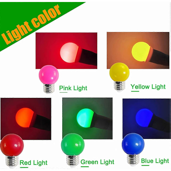20 stk. 3W E27 Farve LED Pære, 100LM 220V, 180(4 Per Farve)
