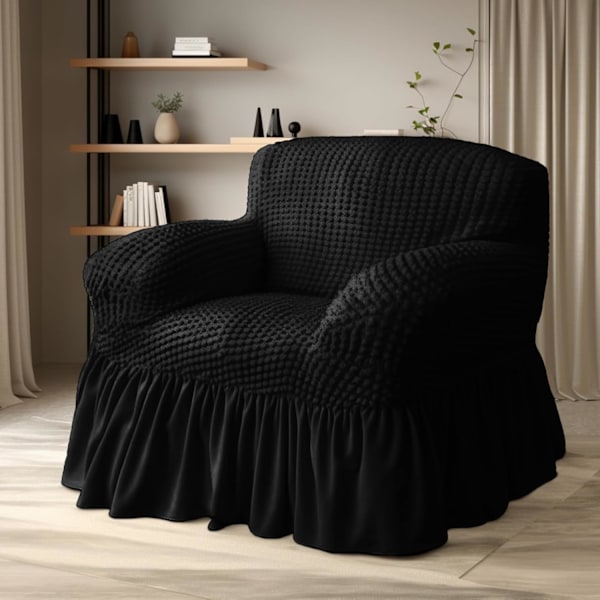Elastisk sofaovertrekk, sklisikkert sofaovertrekk, elastisk sofaovertrekk Black 185CM