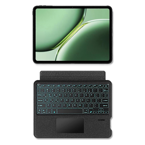 Læderetui + Bluetooth-tastatur med baggrundsbelyst touchpad til OnePlus Pad Go