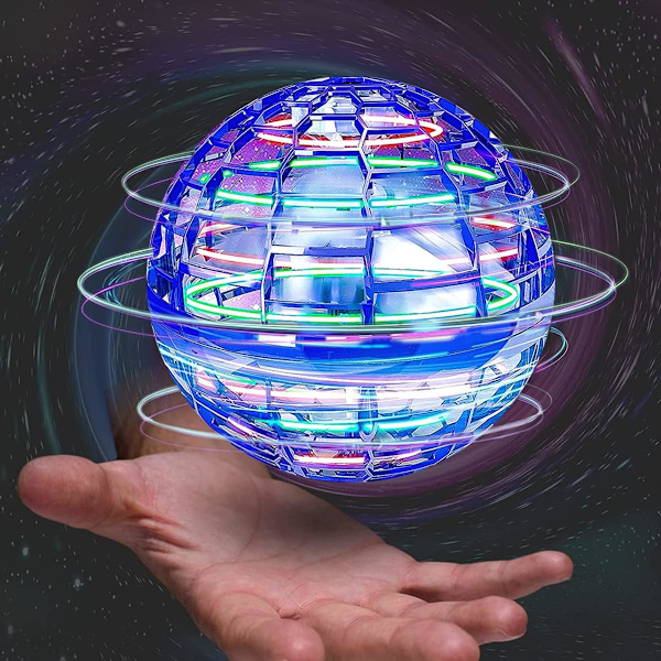 Flygande bollleksaker, belysande flygande leksaker, barn vuxna inomhus och utomhus flygande gyro leksaker, Nebula boll frisbee boll magisk snurrande boll, blå