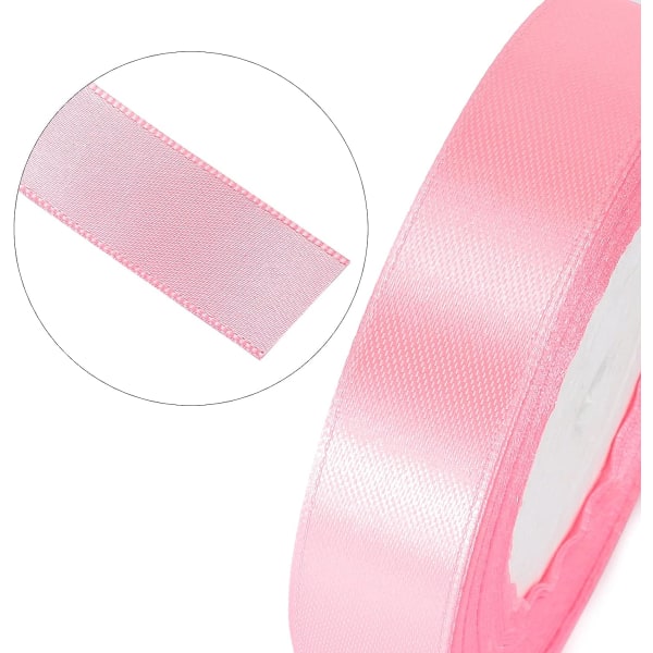 20 mm Rosa Valentine satinband, ca 22m rosa band för presentinslagning, tjockt satinband för bröllop, satinband för present