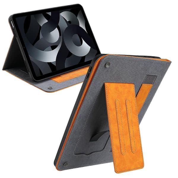 Til iPad 10.9 (2022) Wallet Case Auto Wake/Sleep Læder Flip Tablet Cover Kohud Tekstur - Gul