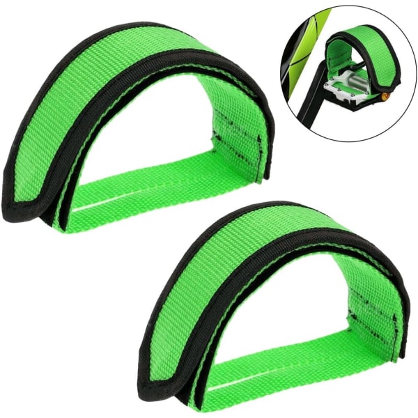 2-pack, cykelpedaler med pedaltåklämma fast växelcykel, grön