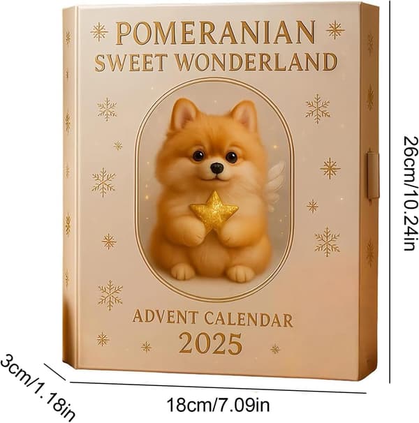 Pomeranian Julekalender 2025 2D Flade Ornamenter Jule-nedtælling