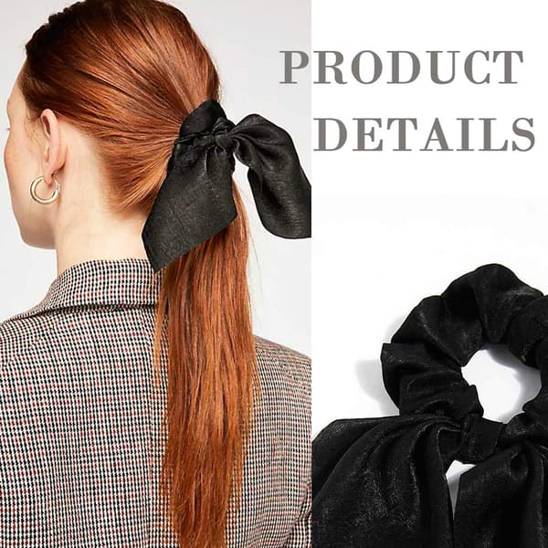 6 st satin scrunchies med kaninöron, rosett och knut, elastiska hårband, tofshållare