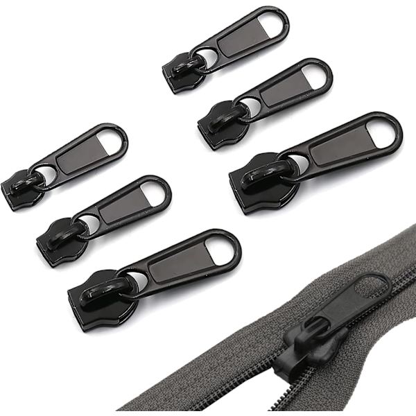 6 st dragkedjor ersättning, ryggsäck omedelbar fixering klämma, fästelement reparation, dragkedja reparationssats, dragkedja förlängningspull (3 storlekar)