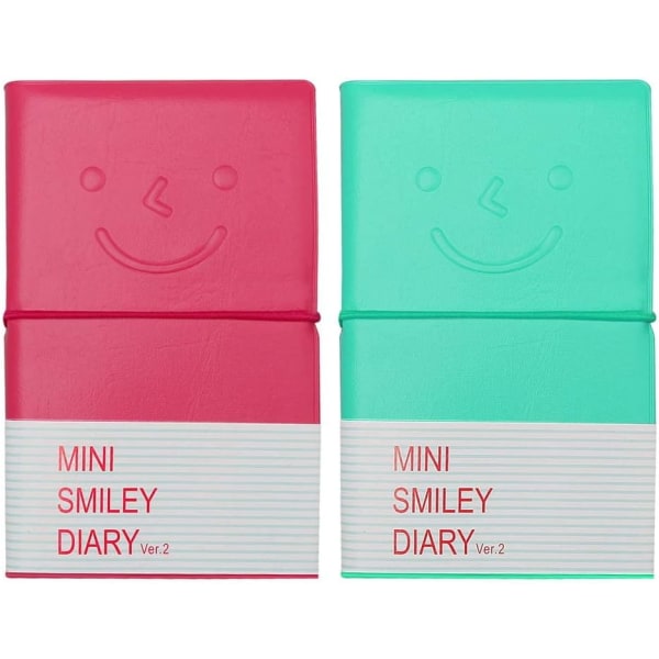 2 stk. Mini Smiley Notebook, Mini Smiley Dagbog 2 Farver Lomme Notebook Lille Notesblok Rejsearrangør