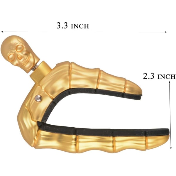 Gitarr Capo Skull Capo för Akustisk och Elektrisk Gitarr Skelett Huvud Ukulele Capo med 5 Plektrum Gold