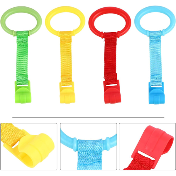 4 stk. Baby Crib Pull Ring Baby Bed Stand Up Rings Walking Assistant Pull Up Ring Hængende Rasle Legetøj