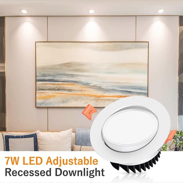 4 st 7W LED Infälld Spotlight, 6000k Kallvit Extra Platt, Håldiameter 75mm (Vit)