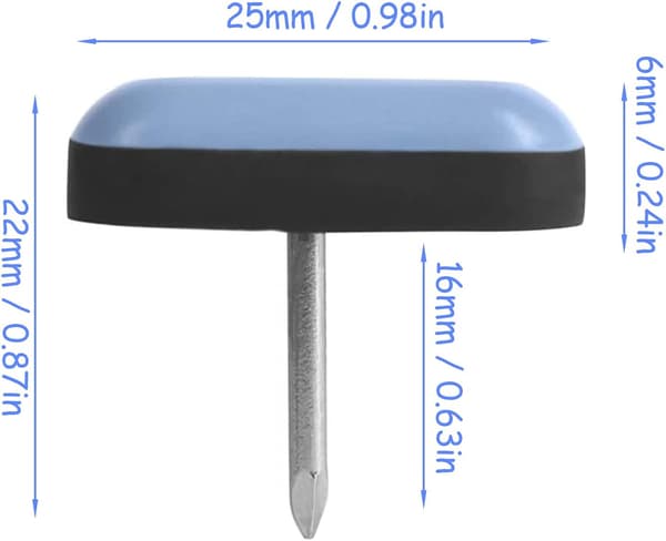 25 stk Teflon møbelglider 25mm selvklebende glidepads med spiker for møbler selvklebende glidepads for stoler og lenestoler