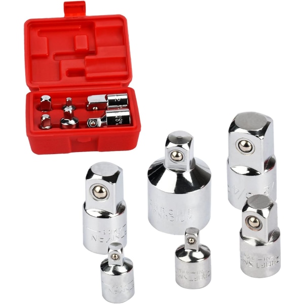 Oumuik sett med 6 hylseadaptere/reduksjonssett med 6 hylseadaptere og reduksjonssett med 6 reduksjonsadaptere for 1/4\", 3/8\", 1/2\", 3/4\" hylseomformer