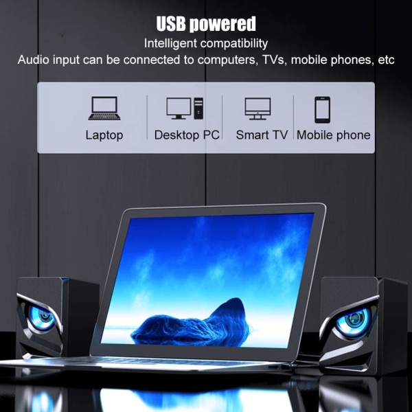Kule formede LED-kablede datamaskin-høyttalere, Mini USB 2.1-skrivebordshøyttaler