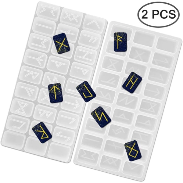 2 set Resin Moulds, Fine Good Rune Stone Mould Resin Casting Kit Silicone Moulds for Resin Casting Epoxy Resin Mold for Jewellery Making
