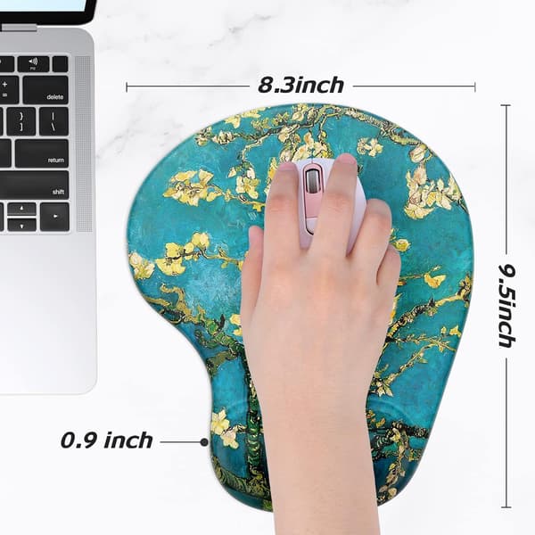 Ergonomisk musematte med håndleddsstøtte, gelmusematter med sklisikker PU-base, musematte i minneskum, søt musematte for bærbar PC, blå Blue