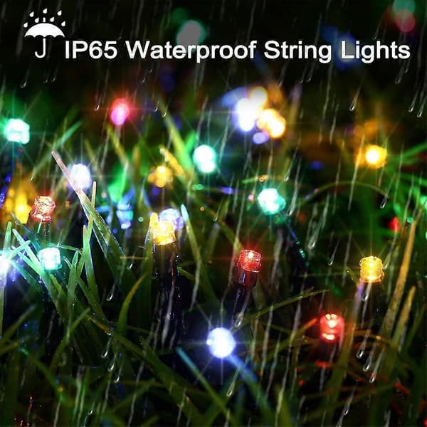 Solcelle Lyslenge Utendørs - 22M 200 LED Vanntett Solcelle Julelyslenge, 8 Lysmoduser Dekorative Lys for Hage, Terrasse, Gjerde, Jul