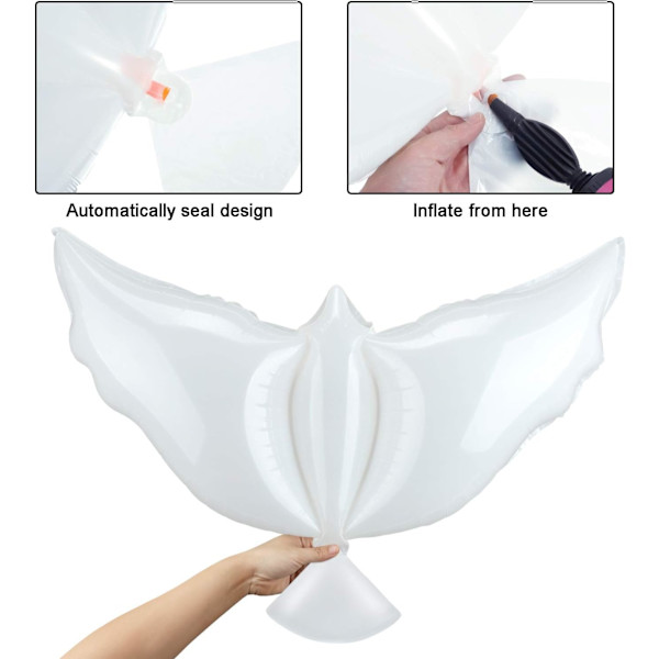 4 stk. fredsdue ballon hvid mindeballon due fugle ballon ceremoni festpakke
