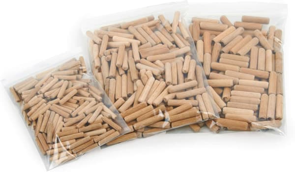 Pakke med 500 assorterte treplugger 6mm 8mm 10mm - solide bøk treplugg - egnet for borejigg / boreguide