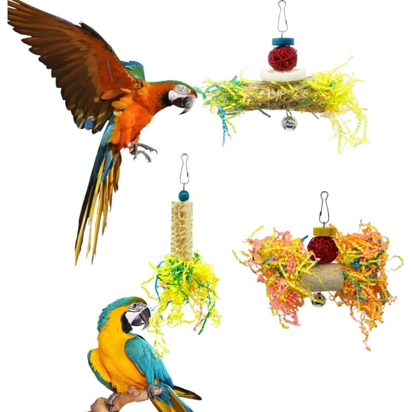 Fåglar, hackleksaker för papegojor, tuggleksaker för parakiter, leksaker för fågelluffar, hackleksaker för papegojbur, tillbehör till papegojfåglar, set med 5