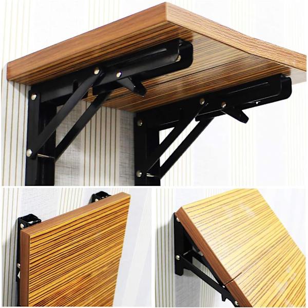 Folding Shelf Stainless Steel Bracket - Heavy Duty Metal Foldable Shelf Bracket For Triangle Table Bench, Wall Rack