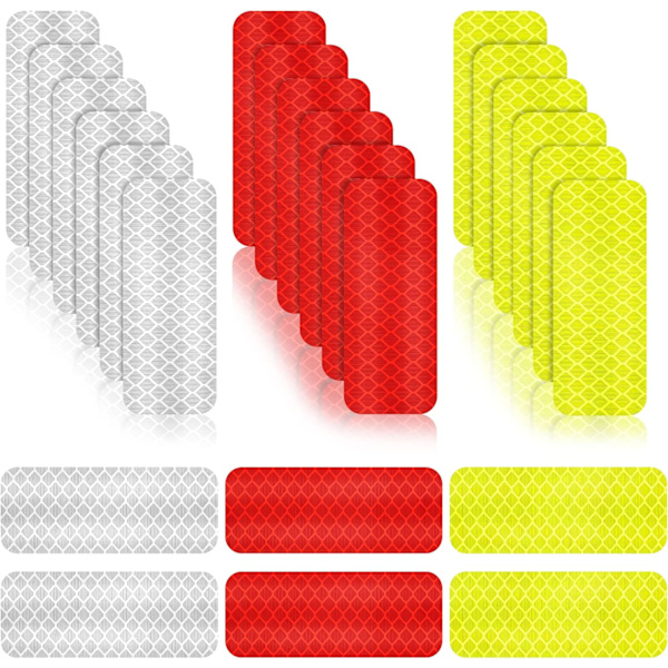 30 stk Reflekterende Advarsels Stickers Sikkerheds Reflekterende Stickers Nat Synlighed Stickers Vandafvisende Tape Stickers til Køretøj, 1.18 x 3.25 Tommer