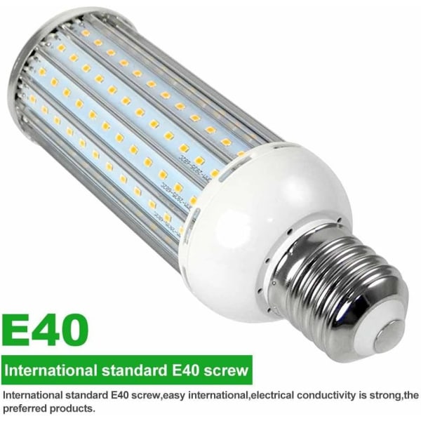 2 stk. E40 50W LED-pære i aluminiumlegering, kølig hvid, 192 x 2835 SMD, AC 110/220V