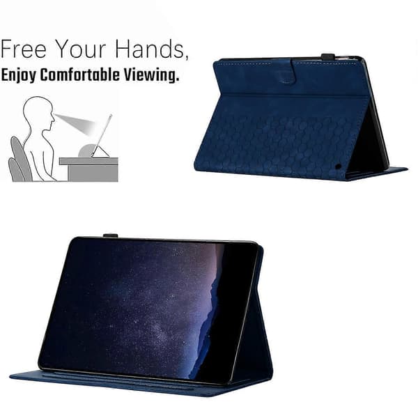 Honeycomb-printet læder tablet cover med kortslot til Amazon Kindle Fire Max 11 2023 - Blå