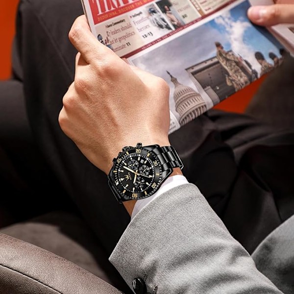 OLEVS Herreure Sort black Dial/Black Band