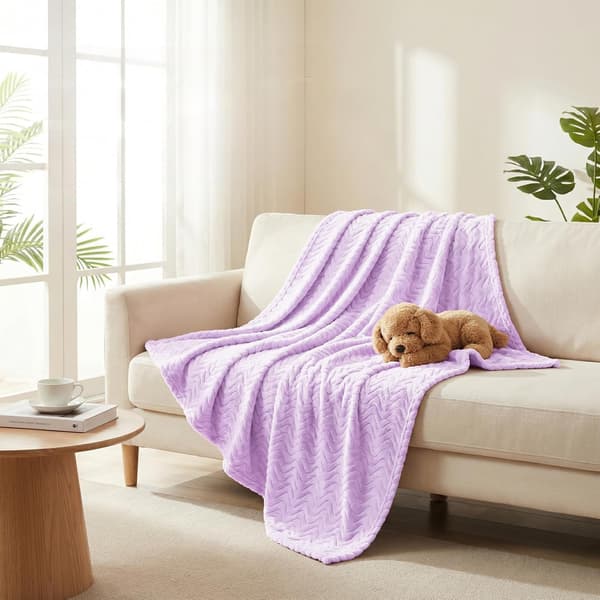 Stort fleeceteppe til sofa, lilla, 130x170 cm, mykt, pustende, lett sofateppe, koselig jacquard-bølgeteppe 130x170cm Lilac Purple