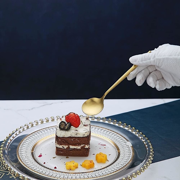 Matte Gull Teskjeer, 6 Stykker, 16,8 cm Skjeer, Bestikk, Små Rustfrie Stål Skjeer, Teskjeer for Hjem, Kjøkken eller Restaurant