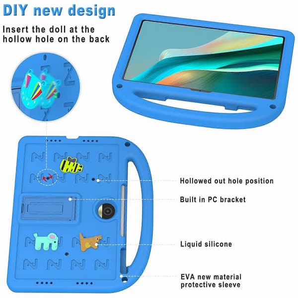 Stödfodral för Honor Pad 9 EVA+PC Tablet Skyddsfodral med Axelrem - Blå