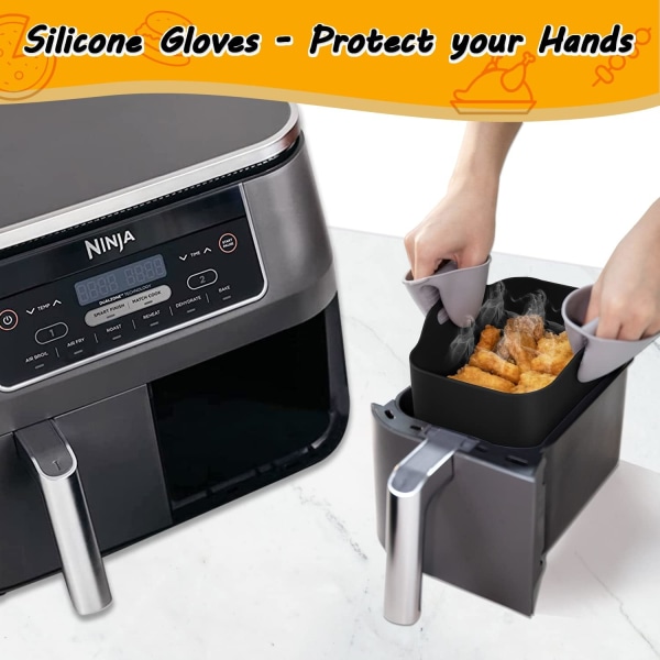 2 stk. silikonepotter til dobbelt airfryer, silikone airfryer-indsatser, dobbelt airfryer-silikone airfryer-kurv, airfryer-stativ