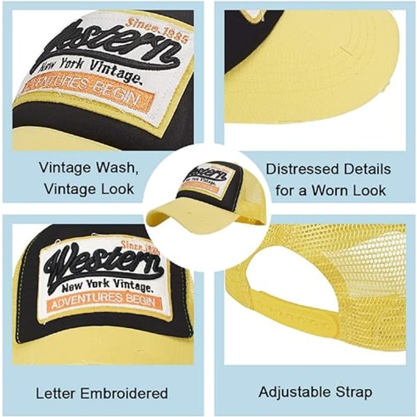 Baseball-lippis, verkkolippikset, unisex, kirjailtu kirjainpaikka, rento lippikset, hip hop -aurinkolippikset Yellow