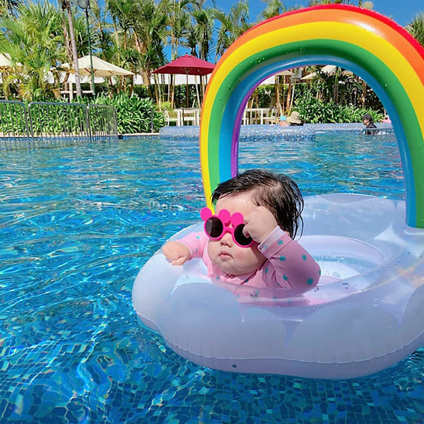 Baby Float, Regnbue Sequin Oppustelig Svømmebøje Baby Svømmering Funklende Svømmering til Børn 1-5 År Gammel til Pool Party Baby Svømmebøje