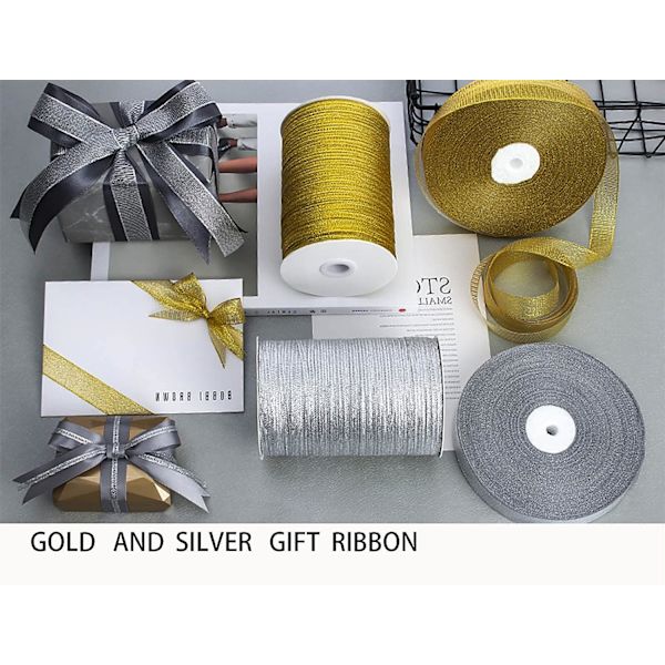 Kultaiset metalliset organza-nauhat - 3mm x 795m (875 jaardia) - lahjapaketointiin, DIY-ompeluprojekteihin, kimppuihin, kakunkoristeluun